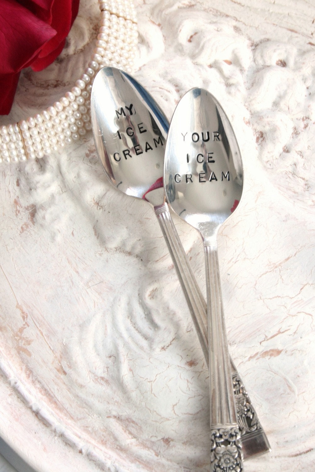 Vintage my ice cream your ice cream silver plated spoon set  recycled  flatware  beachhouseliving  on etsy