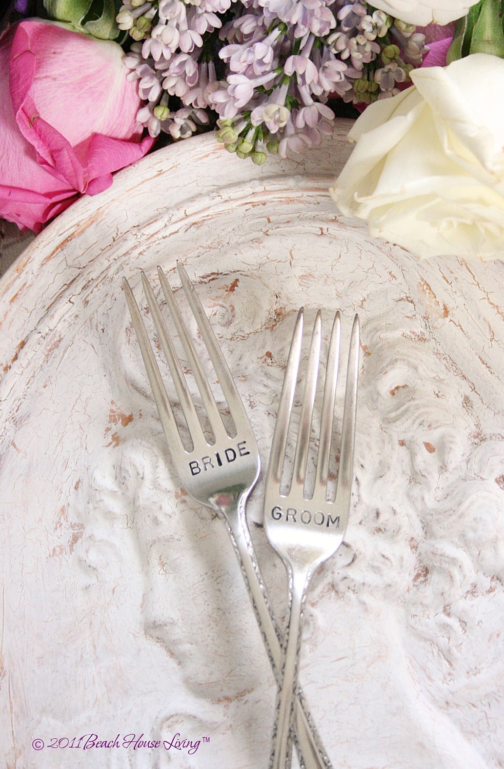 Vintage Silverware Bride and Groom forks silver plated flatware Bride  Groom  wedding cake forks Invitation
