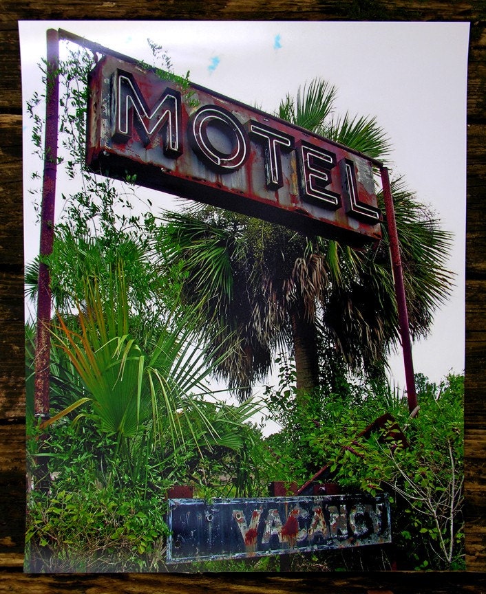 SALE - Abandoned Roadside Motel Sign - 16x20 High Quality Photo Oversized Poster Print
