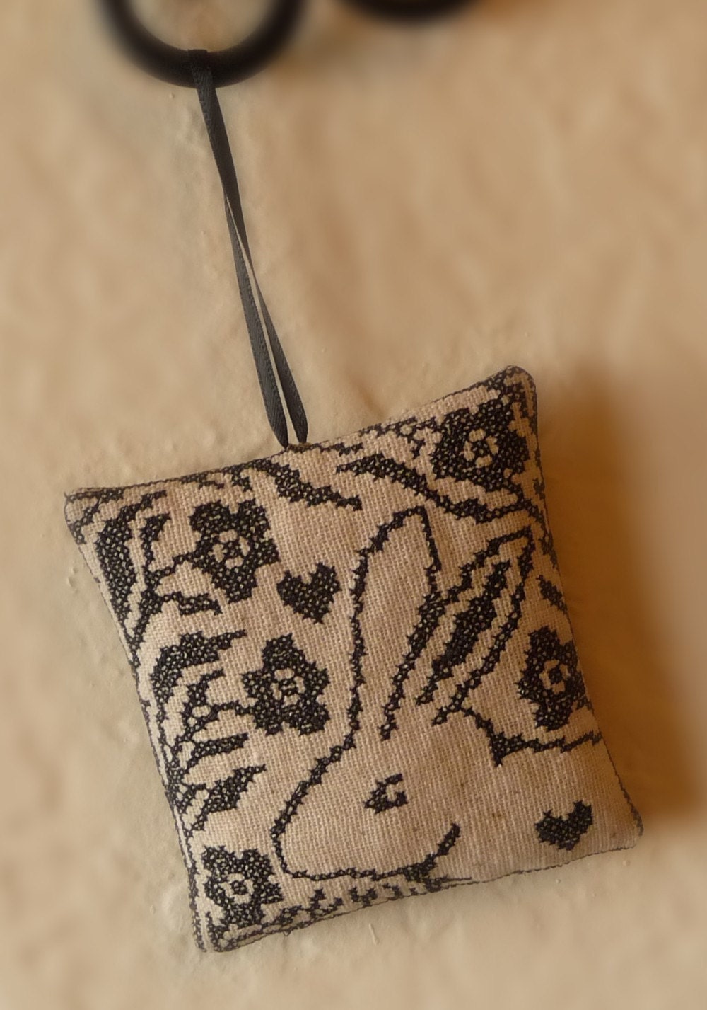 One Blackwork Rabbit Ornament
