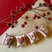 Mini Redwork Linen Love Ornaments