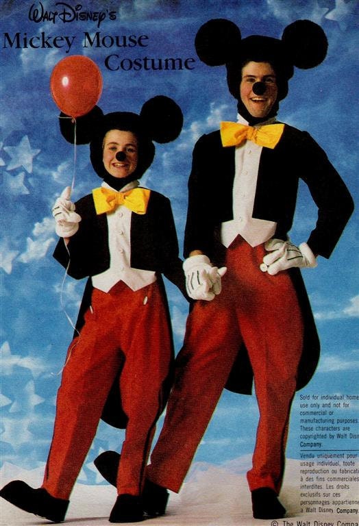 Vintage Sewing Pattern 1986 Simplicity 7729 Mickey Mouse Costume Large and Uncut