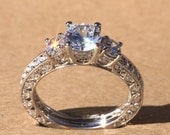 Diamond Engagement Ring - VINTAGE style - 1.85 carat Round - 14K white gold - Luxury- Brides- Engagement -bp006