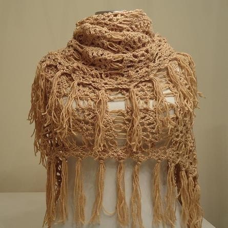 SUPER SALE Shawl Handmade Caramel Cotton
