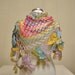 SUPER SALE Rainbow SHAWL Handmade Flower Mohair Triangle Shawl