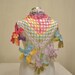 SUPER SALE Rainbow SHAWL Handmade Flower Mohair Triangle Shawl