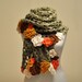 SUPER SALE Green Mohair Rectangular Shawl with Ivory - Brown - Mustard Flowers