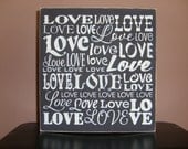 WALL Decor, Primitive Sign, LOVE Hand Painted Wood Sign, Typography, Kitchen, Bathroom, Children, Bedroom, Home Decor