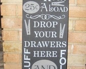 LAUNDRY Typography, Hand Painted Laundry Room Primitive Sign, Home Decor, Subway Art