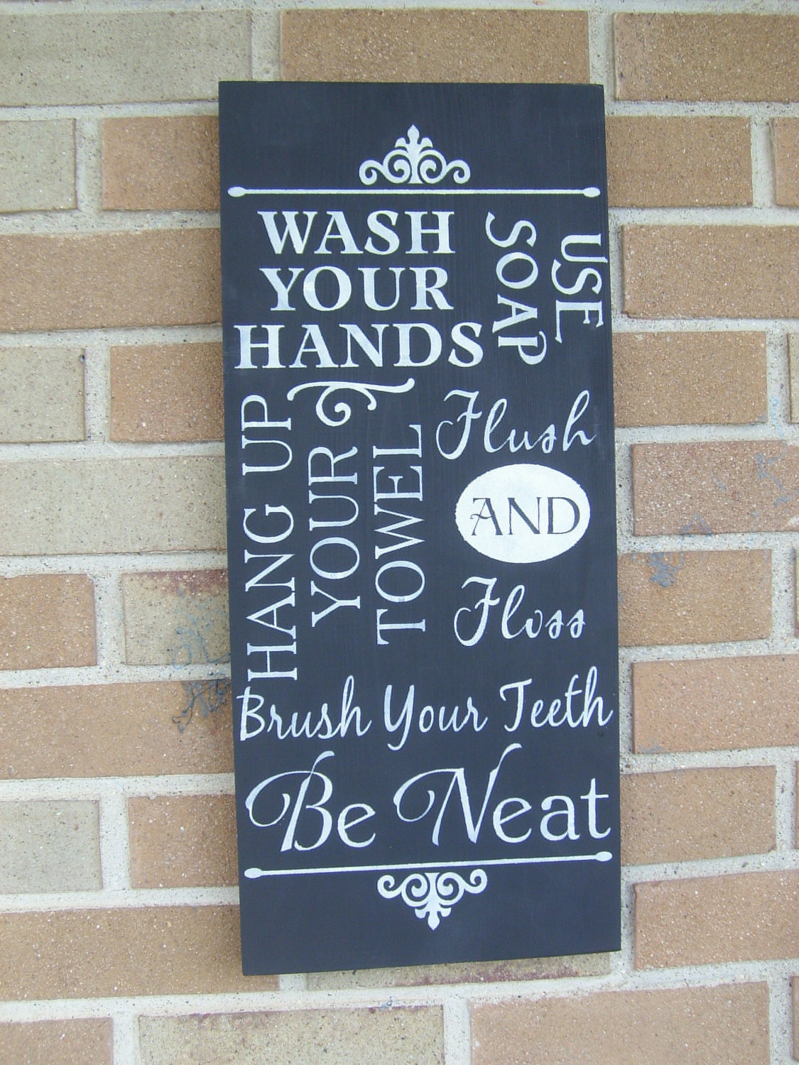 BATHROOM, Typography, PriMiTiVe  HaNd PaiNtEd WooD SiGn, WaLL DeCoR, Subway Art, HoMe DeCoR, HoUsEwArEs