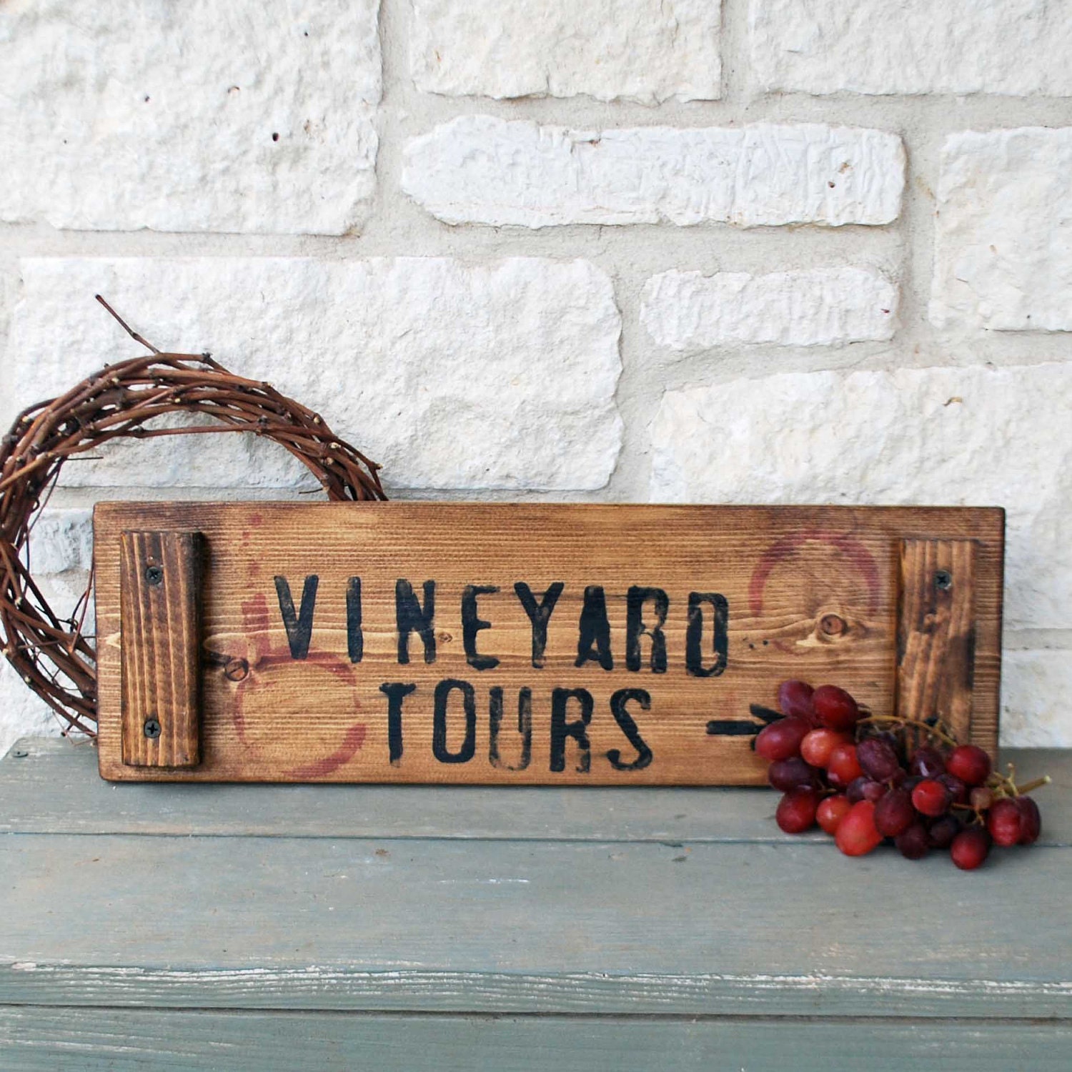 Vineyard Tours sign wine crate
