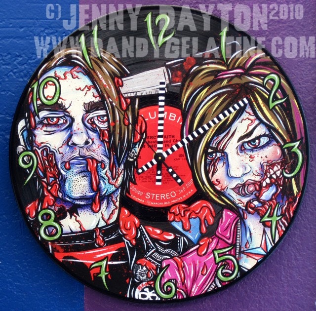 Custom Zombie Record Art Clock- Couple
