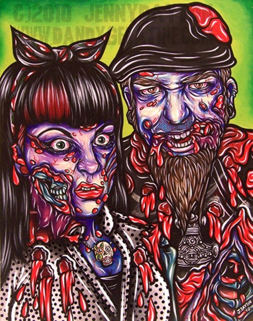 Custom Zombie Record Art Clock- Couple