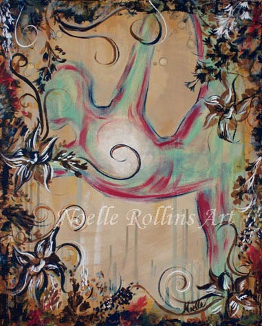 Standing Bow Pose Yoga artwork - 8x10 calm and inspiring print from acrylic painting