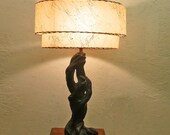 Vintage Table Lamp - Charcoal Grey Faux Bois