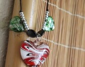 Holiday Hearts Murano Glass Pendant Necklace