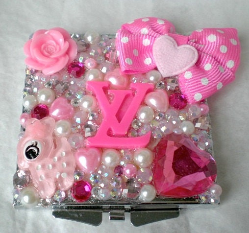 Compact Mirror Kawaii Decoden Pink LV Gyaru