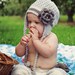 The Anna Hat--Lacy Grey Ear Flap with Flower Pin--Baby, Toddler, Child