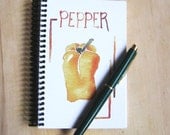 Notebook, Pepper and Eggplant, 4 x 6 inches, blank pages