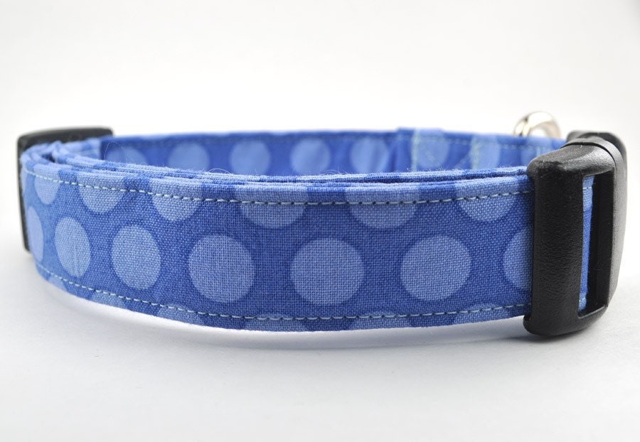 SALE and FREE SHIPPING - The Diesel - Blue Polka Dot Dog Collar