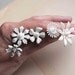 White flower hairpins - vintage inspired white and pearl flower hairpins - bridal wedding bridesmaid - snowflake