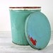Vintage Storage Tin / Turquoise Tin Box / Industrial Storage