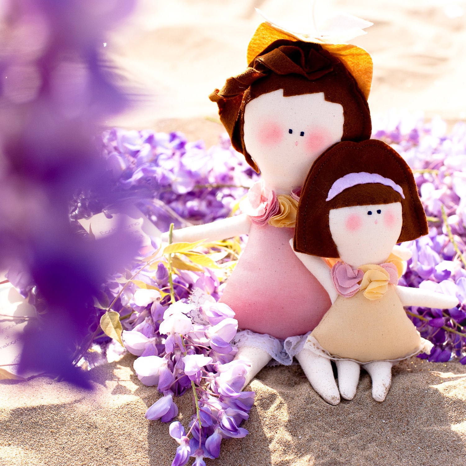 Mrs Rose and Odette ooak eco friendly Dolls -  handmade in Italy - Ecoloriamo S/S 2012 collection