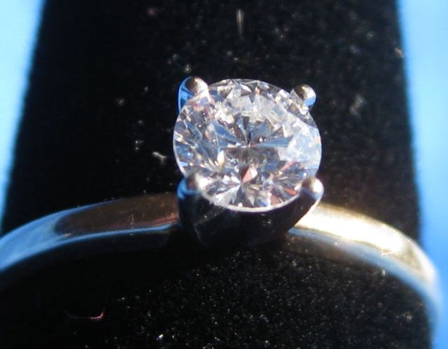Diamond Solitaire Engagement Ring, Diamond Engagement Ring, 14K Yellow Gold Ring