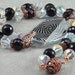 Black Onyx Gemstone and Swarovski Crystal Necklace, Zebra Pendant, Copper Accents, Designed by Val