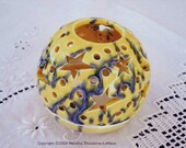 Ceramic Candle Holder, Votive holder, Autumn Home Decor, Golden Yellow Sunshine Star Candileria, handmade ceramics Pottery