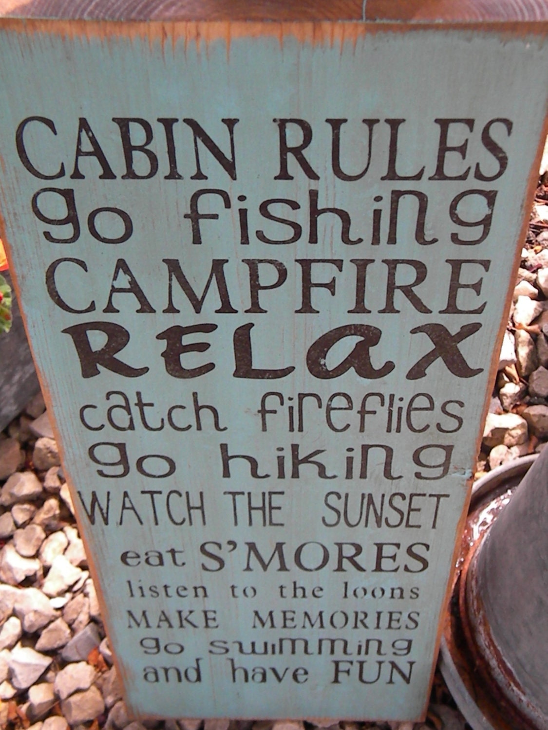 Vintage Cabin, Lake, Cottage, Resort, Lodge  Rules Sign Typography  subway sign