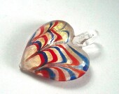 Unique Large Glass Heart Bead Murano Gold foli Clear Feathered Heart Pendant DIY jewelry making craft supplies