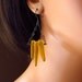 Amber Yellow Recycled Sea Glass Earrings, Geometric Golden Daggers, Oxidized Sterling Silver Wire Wrapped