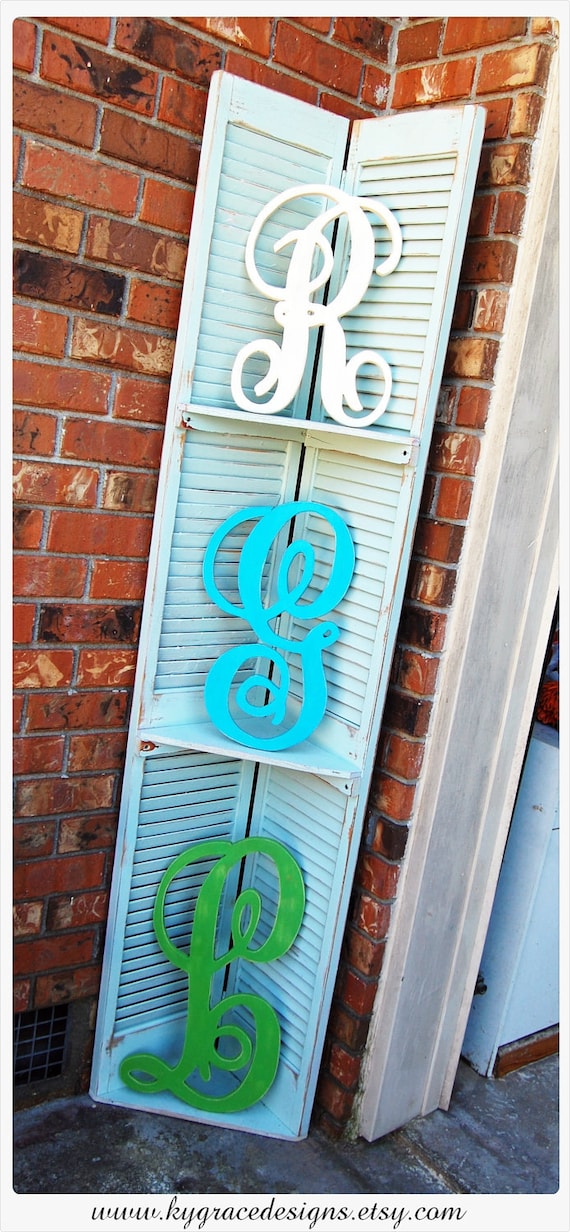 One color Handpainted distressed 24inch wood letter in monogram font Or font of your choosing I can cut any font from fontyukle