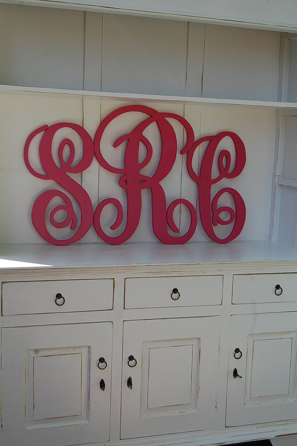 Hand cut Handpainted set of Monogram letters measuring 20 24 20 inches first last and middle name