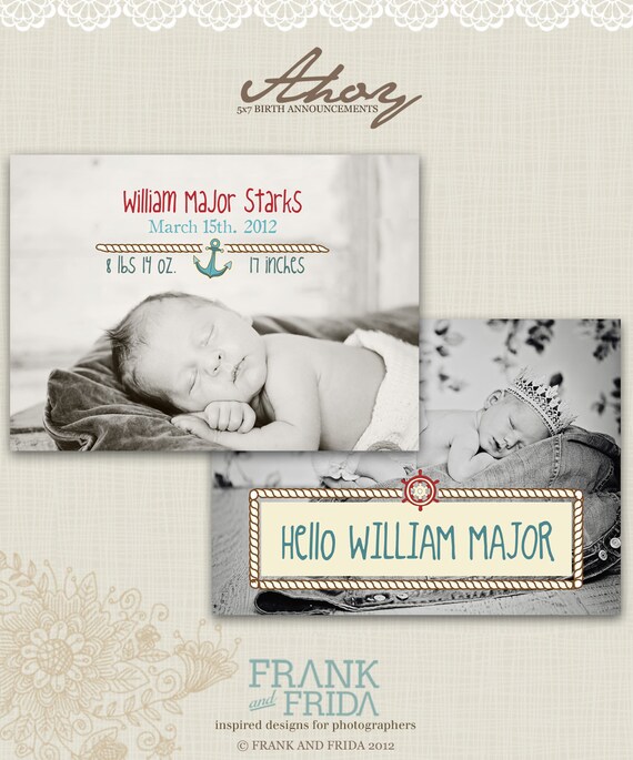 Knots  - 5x7 Birth Announcement