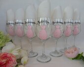 Hand Painted Personalized Bridal Party Dress Wine Glass Set - GIFT WRAPPING AVAILABLE
