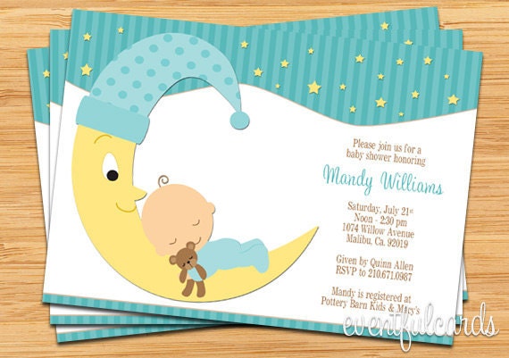 Moon and Stars Printable Baby Shower Invitation Il_170x135
