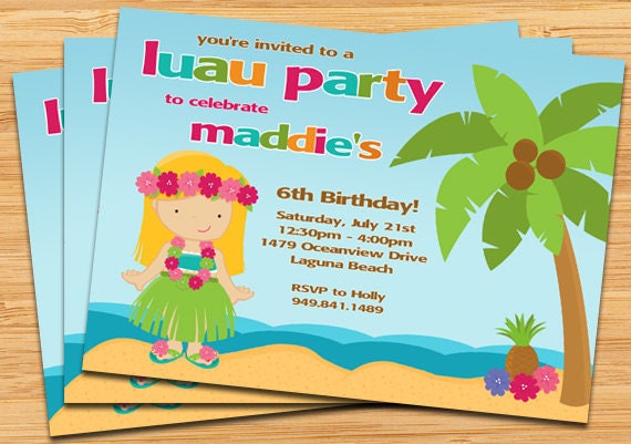 Luau Birthday Party Invitation - Digital File Il_570xn