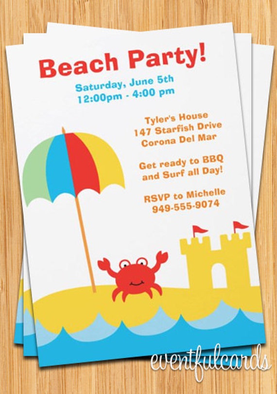 Beach Party Invitation Il_570xn