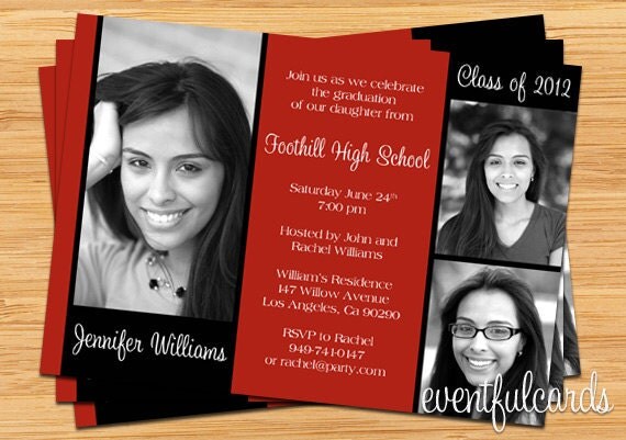 Class of 2013 Graduation Card - Print at Home or E-card- 3 Photos Il_570xn