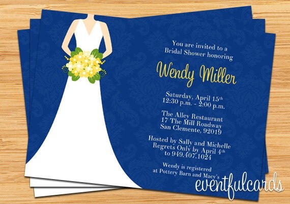 Navy and Yellow Bridal Shower Invitation Il_570xn