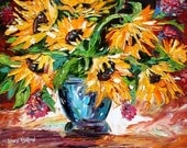Karen Tarlton LIMITED Edition Art Giclee Print from oil painting Sunflowers modern impressionism