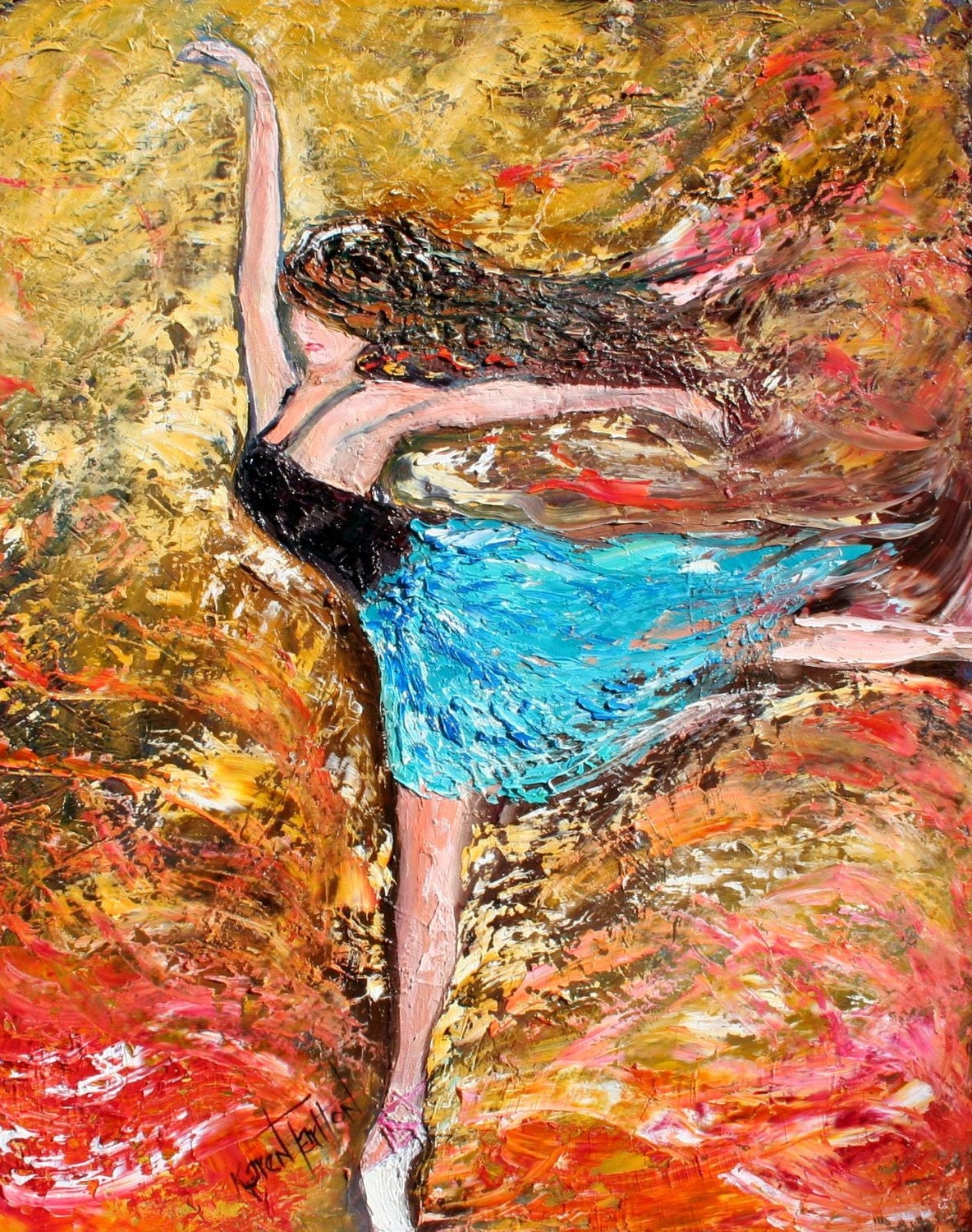 Fine Art Print 11 x 14 from oil painting by Karen Tarlton - Dance Ballerina figurative fine art impressionism