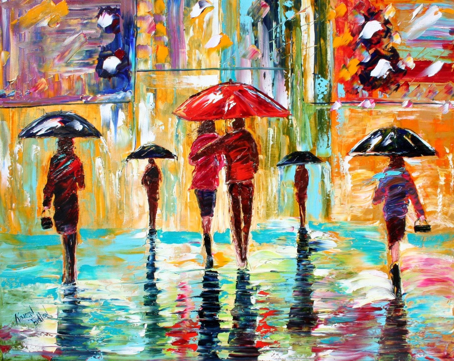 Karen Tarlton Original oil painting City Rain art