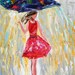 Fine art Print - Rain Dance in Red - from oil painting by Karen Tarlton impressionistic palette knife fine art