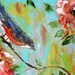 Original Oil Painting Spring Birds Flowers impressionism decorative modern palette knife fine art by Karen Tarlton