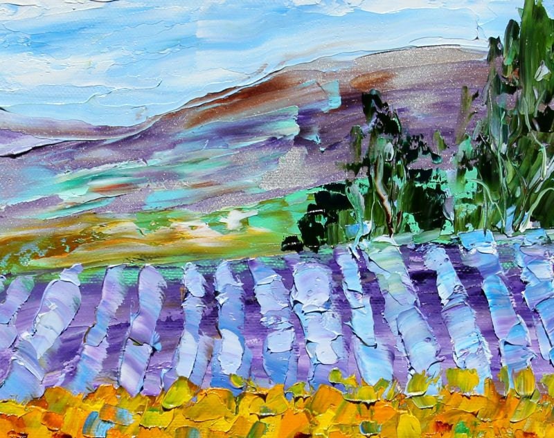 Sale painting original oil Provence Poppies, Sunflowers and Lavender palette knife on canvas fine art impressionism by Karen Tarlton