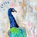 Original oil painting PEACOCK bird decorative palette knife fine art impressionism by Karen Tarlton
