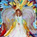 Original oil ANGEL PALETTE KNiFE painting modern impressionism impasto fine art by Karen Tarlton